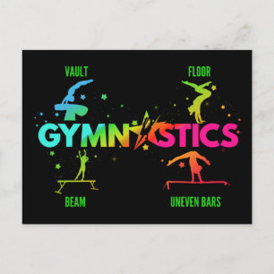 Cartão Postal Ginástica Feminina Barras Trave Salto Solo