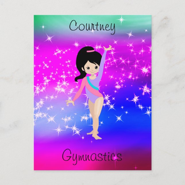 Cartão Postal Ginástica Girls Gymnast Sparkle Gymnast em Leotard (Frente)