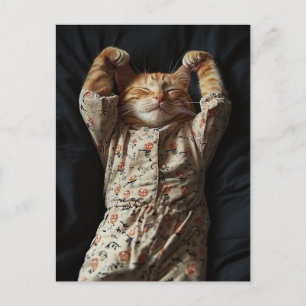 Cartão Postal Ginger Cat Adorável em Pjs