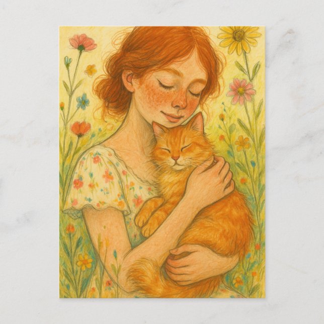 Cartão Postal Ginger Cat Mamãe Laranja Tabby (Frente)
