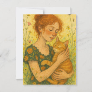 Cartão Postal Ginger Cat Mamãe Laranja Tabby