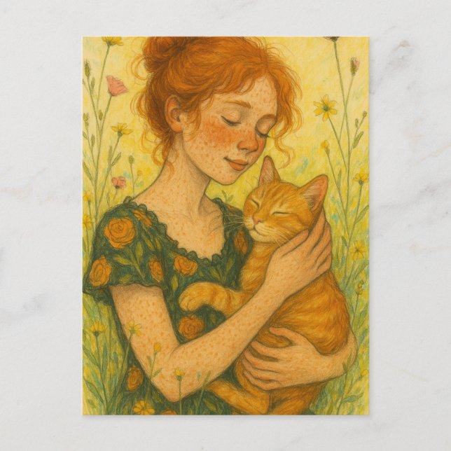 Cartão Postal Ginger Cat Mamãe Laranja Tabby (Frente)