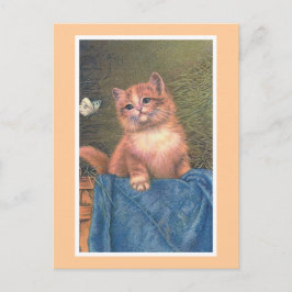 Cartão Postal "Ginger Kitten and Butterfly"