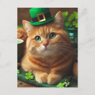 Cartão Postal Ginger Saint Patricks - Gato Adorável