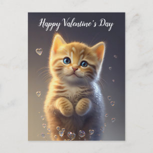 Cartão Postal Ginger Tabby Namorados Kitten Adorável