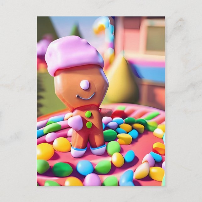 Cartão Postal Gingerbird Boy faz bem - Arte de Natal (Frente)