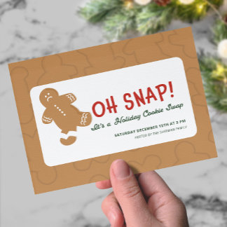 Cartão Postal Gingerbread "Oh Snap!" Holiday Cookie Swap