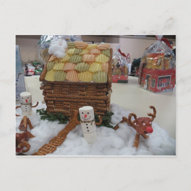 Cartão Postal Gingercake House e Snowmen (Frente)