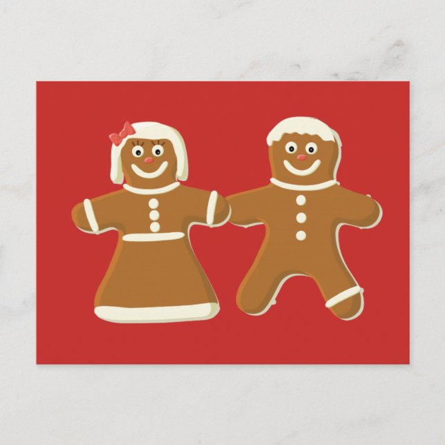 Cartão Postal Gingercake Man and Woman on Red (Frente)