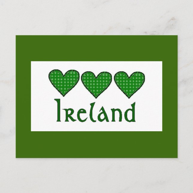 Cartão Postal Gingham Hearts Ireland (Frente)