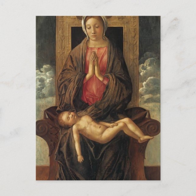 Cartão Postal Giovanni Bellini-Madonna — A Cherishing da Criança (Frente)