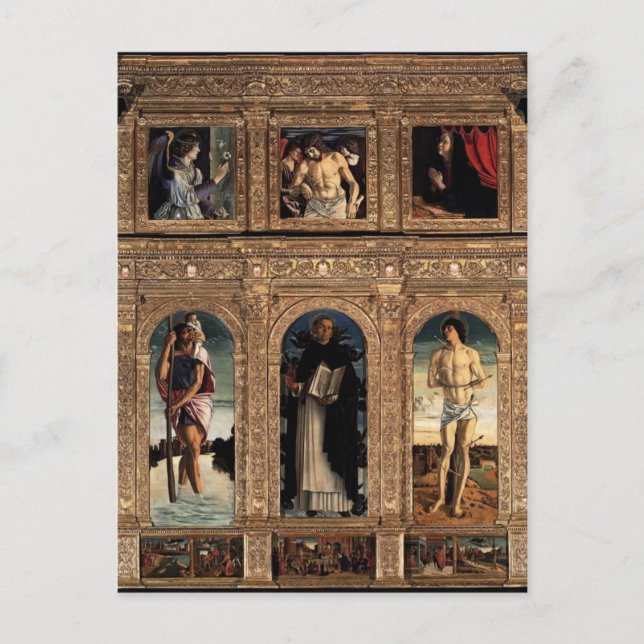 Cartão Postal Giovanni Bellini-Polyptych de San Vincenzo Ferreri (Frente)