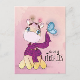 Cartão Postal Girafa Adorável em Aquarela