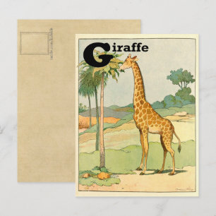 Cartão Postal Girafa Alfabeto Animal