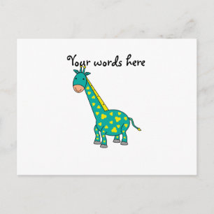 Cartão Postal Girafa amarela e verde