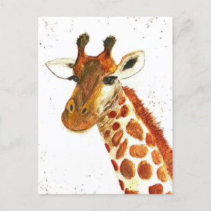 Cartão Postal Girafa aquarela animais Safari Africano Selva