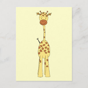 Cartão Postal Girafa Bonita Alta. Cartoon Animal.