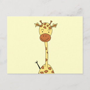 Cartão Postal Girafa bonito alto. Animal dos desenhos animados