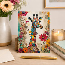 Girafa Colorida Mídia Mista