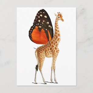 Cartão Postal girafa com asas de borboleta