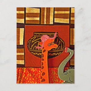 Cartão Postal Girafa com Muffin: Um Design africano bonito