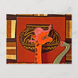 Cartão Postal Girafa com Muffin: Um Design africano bonito