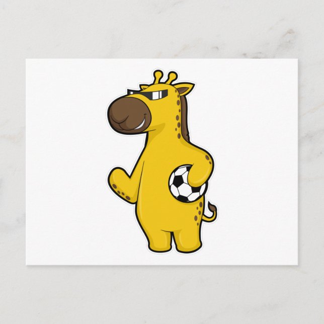 Cartão Postal Girafa como jogador de futebol com bola de futebol (Frente)