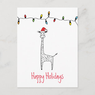 Cartão Postal Girafa de Natal Whimsical
