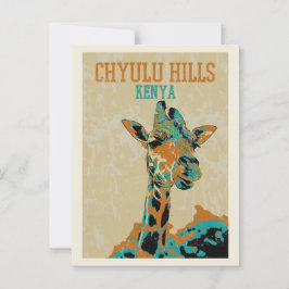 Cartão Postal Girafa do Quênia, colinas de Chyullu