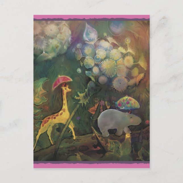 Cartão Postal Girafa e Hipopótamo*** (Frente)