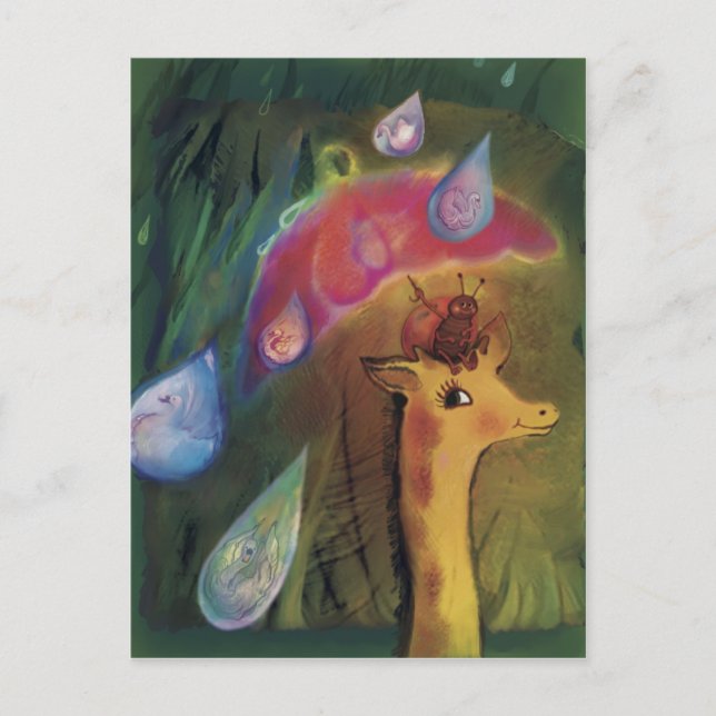 Cartão Postal Girafa e Ladybug*** (Frente)