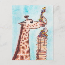 Cartão Postal Girafa e Panquecas
