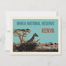 Cartão Postal Girafa na Reserva Nacional de Mwea, Quênia