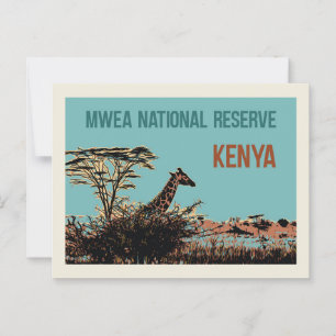 Cartão Postal Girafa na Reserva Nacional de Mwea, Quênia