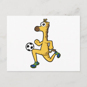 Cartão Postal Girafa no Esporte Futebol