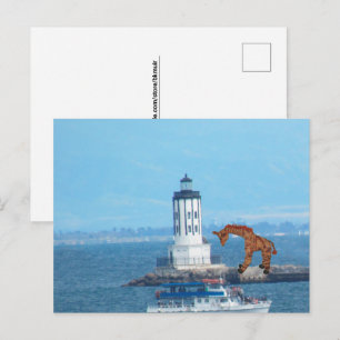 Cartão postal - Girafa no Farol do Porto de LA