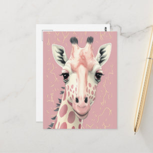 Cartão Postal Girafa Rosa Fofa