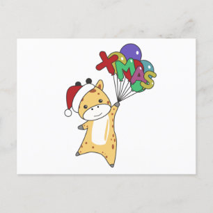 Cartão Postal Girafas de Natal Girafas de inverno