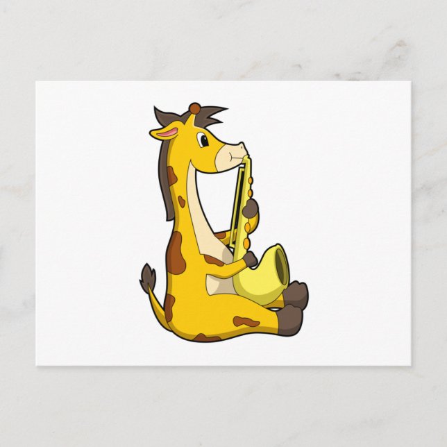 Cartão Postal Giraffe at Music with Saxophone.PNG (Frente)
