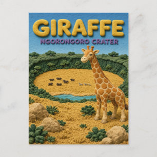 Cartão Postal Giraffe Cratera Ngorongoro Moderno KlayKoo