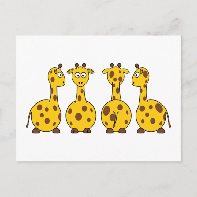 Cartão Postal Giraffe Cute Cartoon (Frente)