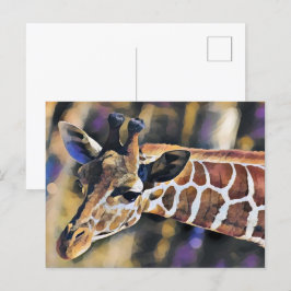 Cartão Postal Giraffe Painting Art Vintage