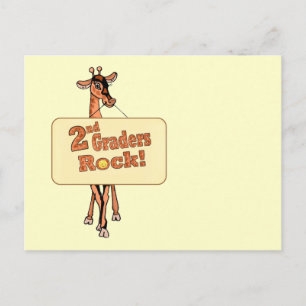 Cartão Postal Giraffe "segundo Graders Rock" Design