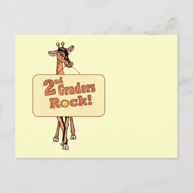Cartão Postal Giraffe "segundo Graders Rock" Design (Frente)