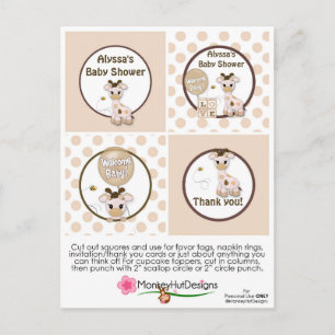 Cartão Postal Giraffe Snickerdoodle Toppers Do Cupcake