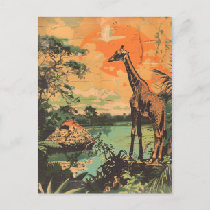 Cartão Postal Giraffe vintage