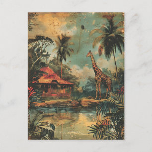 Cartão Postal Giraffe vintage