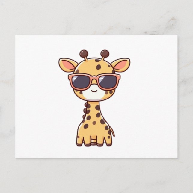 Cartão Postal Giraffe with sunglasses (Frente)