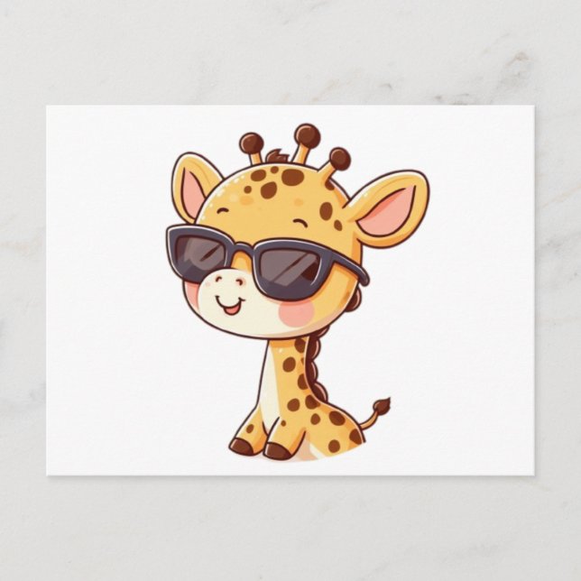 Cartão Postal Giraffe with sunglasses (Frente)