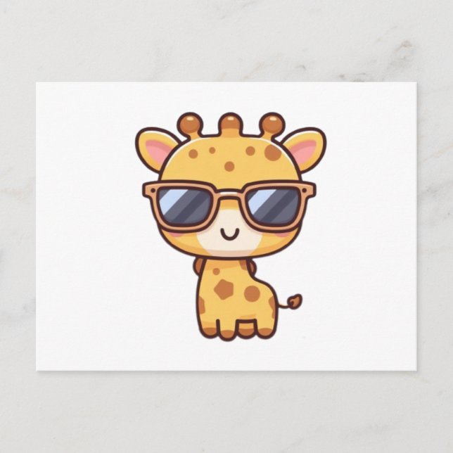 Cartão Postal Giraffe with sunglasses (Frente)